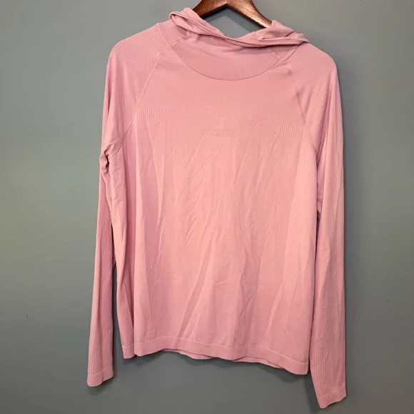GYMSHARK Breeze Lightweight Seamless Hoodie in Shell Pink. Size Large ? - Picture 1 of 11